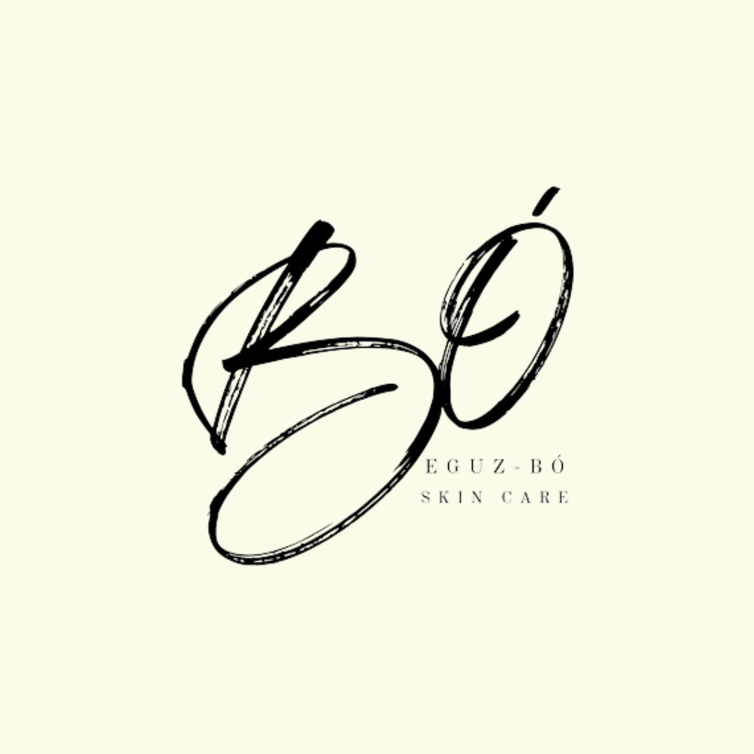 Eguz-Bó Skin Care verified brand logo with bold, artistic cursive typography on a light beige background.