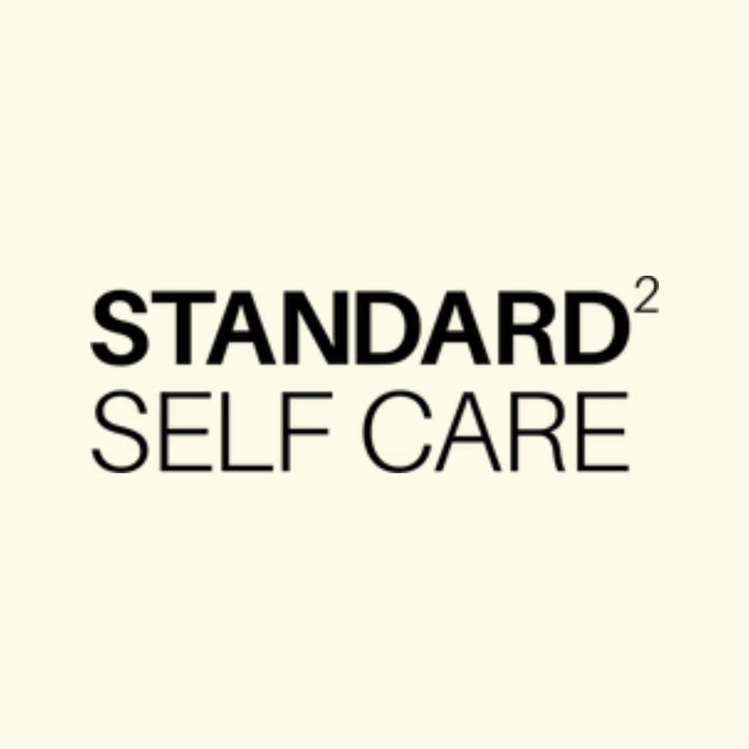 Standard Squared Self Care verified brand logo in modern black font on a light beige background.